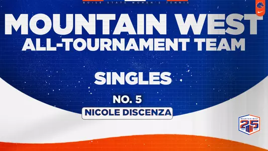 Mountain West All-Tournament Team graphic featuring Nicole Discenza.