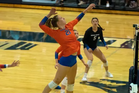 Paige Bartsch attacks the ball at Nevada in 2023.