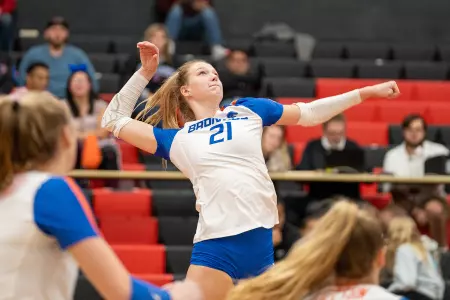 Paige Bartsch attacks ball at SDSU in 2023.