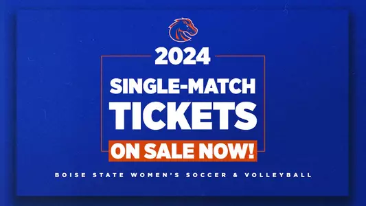 Graphic for single-match ticket sales for women’s soccer & volleyball.
