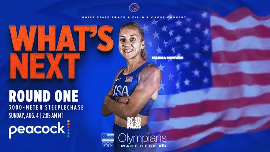 What's Next Graphic for Marisa Howard's round one Olympic 3,000-meter steeplechase race