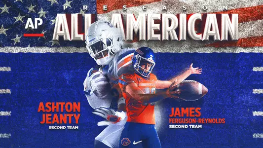 Ashton Jeanty and James Ferguson-Reynolds Second Team AP Preseason All-America graphic