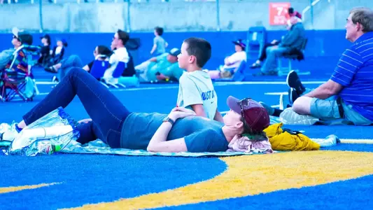 Photo from the 2024 Bronco Stampede stop in Boise at Albertsons Stadium and Movie on The Blue.