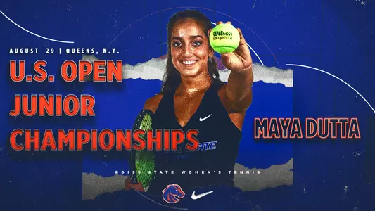 A graphic highlighting Maya Dutta competing in the U.S. Open Junior Championships on August 29 in Queens, New York.