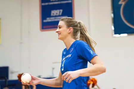 Kiersten Van Kirk, Boise State opposite hitter, in a 2023 match against South Dakota State.