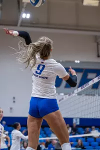 Kirsten Van Kirk, Boise State opposite hitter, in a 2023 match vs. Colorado State.
