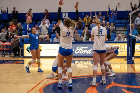 Kirsten Van Kirk, Boise State opposite hitter, in a 2023 match vs. Colorado State.