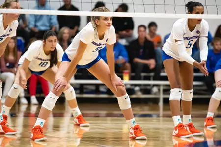 Kiersten Van Kirk, Boise State opposite hitter, in a 2023 match vs. Utah State.