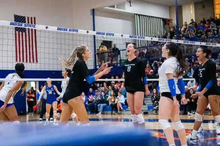 Kiersten Van Kirk, Boise State opposite hitter, in a 2023 match vs. San Jose State.
