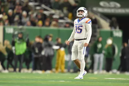 Jonah Dalmas, Boise State kicker, in a 2023 game at Colorado State.