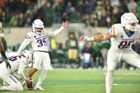 Jonah Dalmas, Boise State kicker, in a 2023 game at Colorado State.