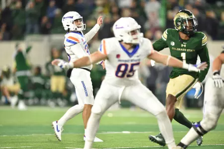 Jonah Dalmas, Boise State kicker, in a 2023 game at Colorado State.