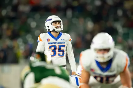 Jonah Dalmas, Boise State kicker, in a 2023 game at Colorado State.