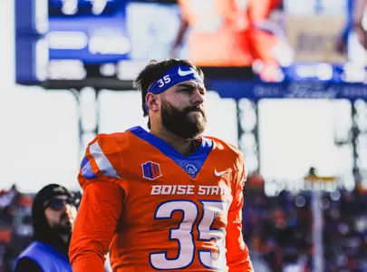 Jonah Dalmas, Boise State kicker, in a 2023 game vs. Wyoming