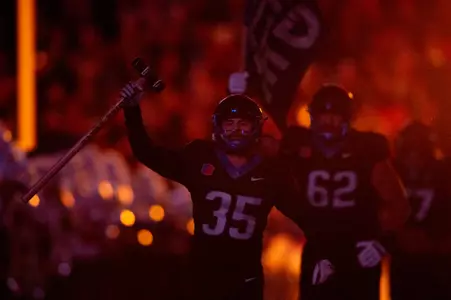 Jonah Dalmas, Boise State kicker, in a 2023 game vs. New Mexico.