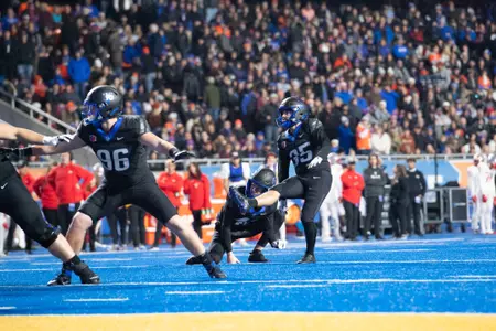Jonah Dalmas, Boise State kicker, in a 2023 game vs. New Mexico.