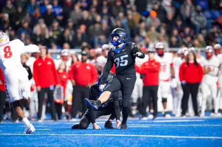 Jonah Dalmas, Boise State kicker, in a 2023 game vs. New Mexico.