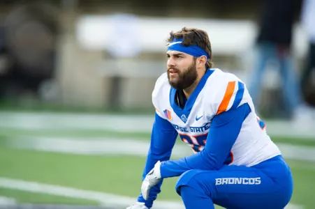 Jonah Dalmas, Boise State kicker, in a 2023 game at Utah State