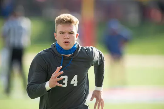 Alexander Teubner warming up before a game against Fresno State.