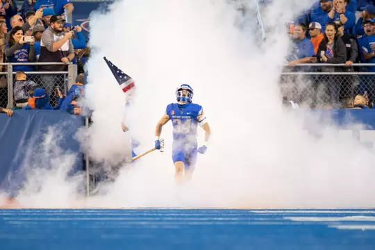 Alexander Teubner carrying the hammer before a game against Air Force as a redshirt freshman (10-16-21)