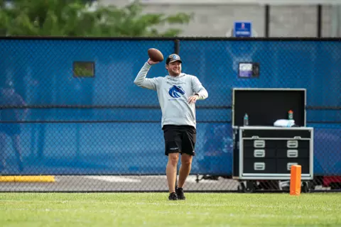 A look at some of the football support staff members working during a fall camp practice. Photo by Kenna Harbison