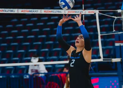 Kiki Remensperger sets the ball during the win over VCU on September 1, 2024.