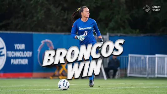 Broncos Win graphic with Genevieve Crenshaw running.