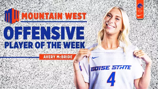 Mountain West Player of the Week graphic for Avery McBride.