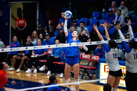 Paige Bartsch hits the ball during the CSU Bakersfield match on September 13, 2024.