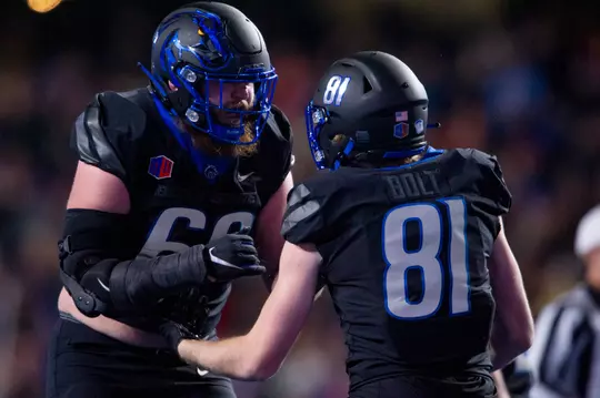 Boise State players Ben Dooley and Austin Bolt