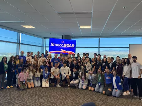 Group photo from BroncoBOLD HS Ambassador event