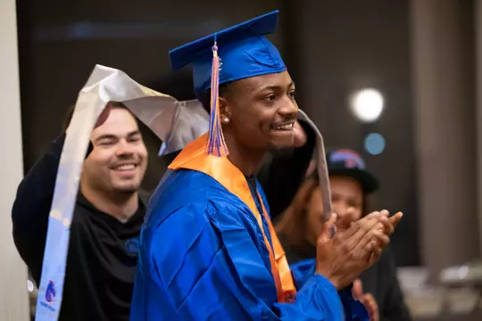 Markel Reed at Boise State football graduation reception