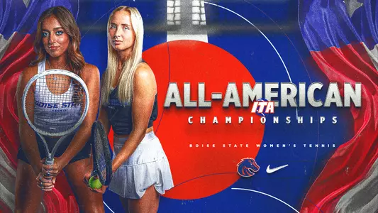 Graphic with Maya Dutta and Zdena Safarova highlighting their play in the ITA All-American Championships