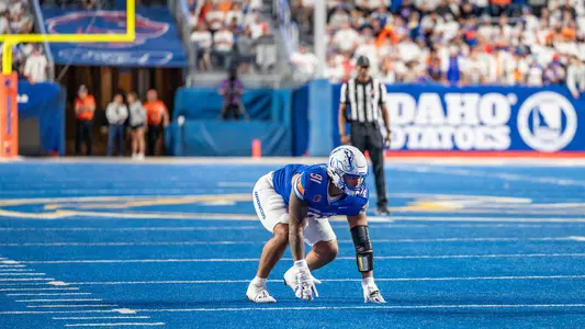 Ahmed Hassanein in defensive stance vs. Portland State