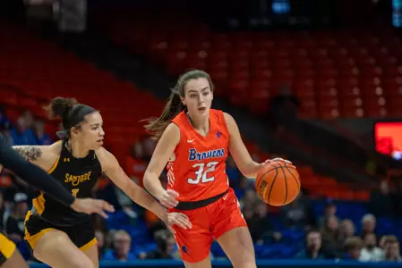 Natalie Pasco drives to the basket