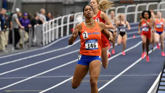 Janiah Brown crosses the finish line in Spokane, January 2024