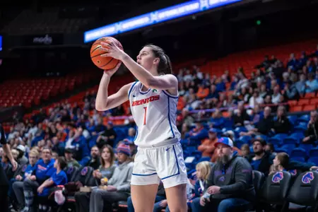 Mya Hansen attempts a 3-pointer against Nevada.