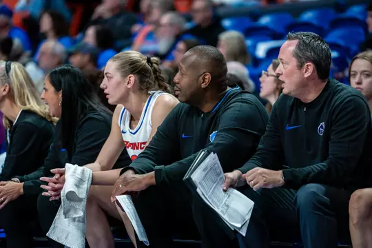 Boise State Women’s Basketball 2024 vs Bushnell at Extra Mile Arena. Photo by Kenna Harbison
