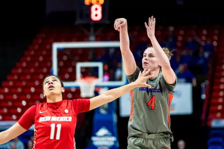 Dani Bayes attempts a 3-pointer against New Mexico