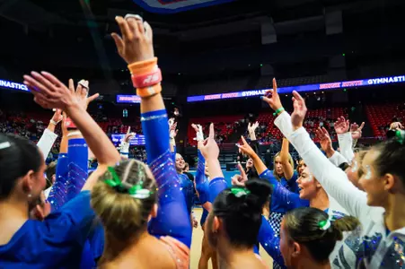 Gymnastics team break.