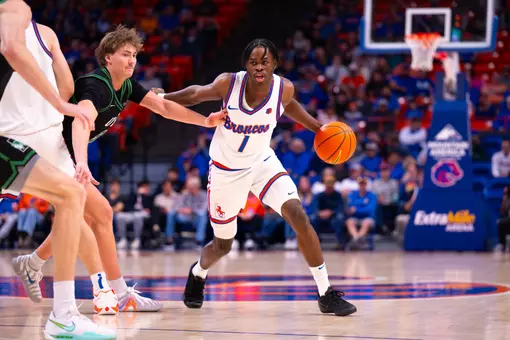 Aginaldo Neto dribbles the ball with his left hand against Utah Valley