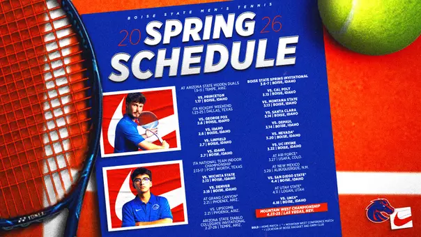 Boise State men's tennis 2026 spring schedule graphic