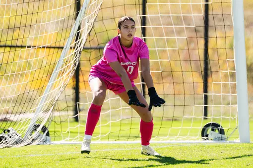 Ava de Leest in net ready for a shot.