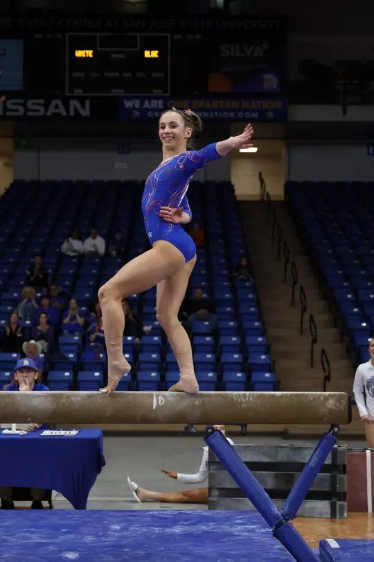 Anna Ferguson at her beam debut.