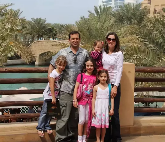 Anna Ferguson with her family in Dubai.