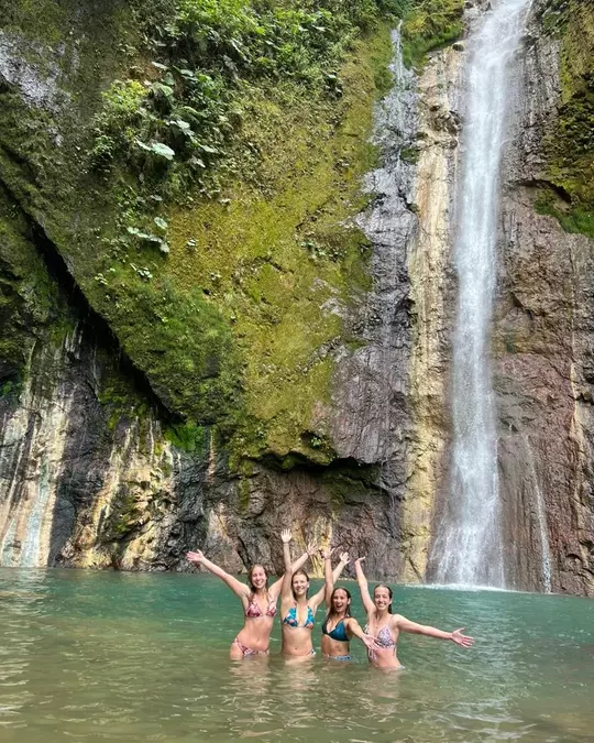 Anna Ferguson at a waterfall in Costa Rica.