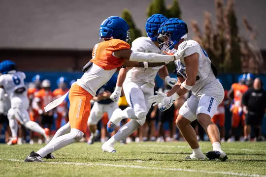 Boise State Football 2025 Fall Camp Practice No. 6 at DeChevrieux Field. Photo by Kenna Harbison