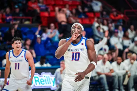 Emmanuel Ugbo shushing the crowd.