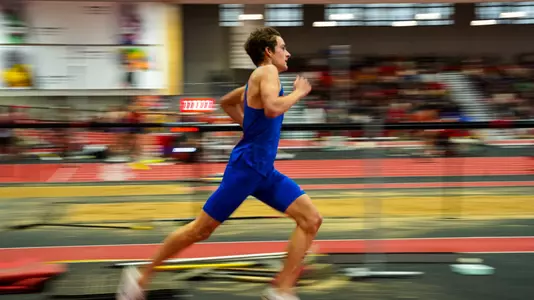 Braylon Baggett rounding the corner on the track