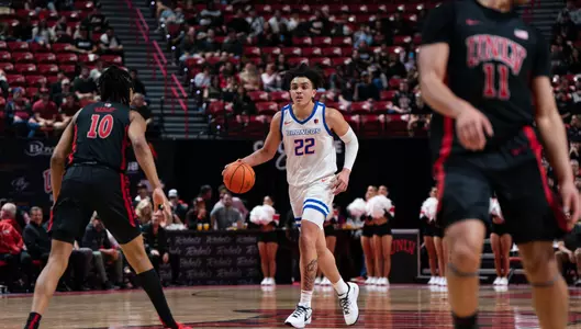 Javan Buchanan brings the ball up the court against UNLV